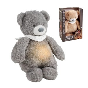 NATTOU Pluszowa przytulanka muzyczna ze światłem i czujnikiem płaczu 4w1 Sleepy Bear Szary 0m+
