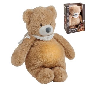 NATTOU Pluszowa przytulanka muzyczna ze światłem i czujnikiem płaczu 4w1 Sleepy Bear Jasny Brąz 0m+