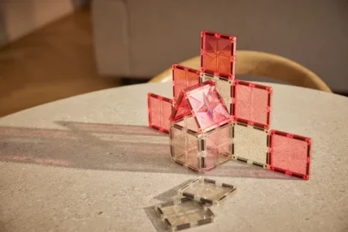 Klocki magnetyczne Cleverclixx Glitter Tiles Pack Pink 16 el.