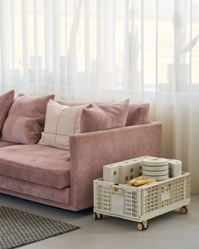 MODU skrzynia do przechowywania Sand Grey, neutralny pojemnik na zabawki